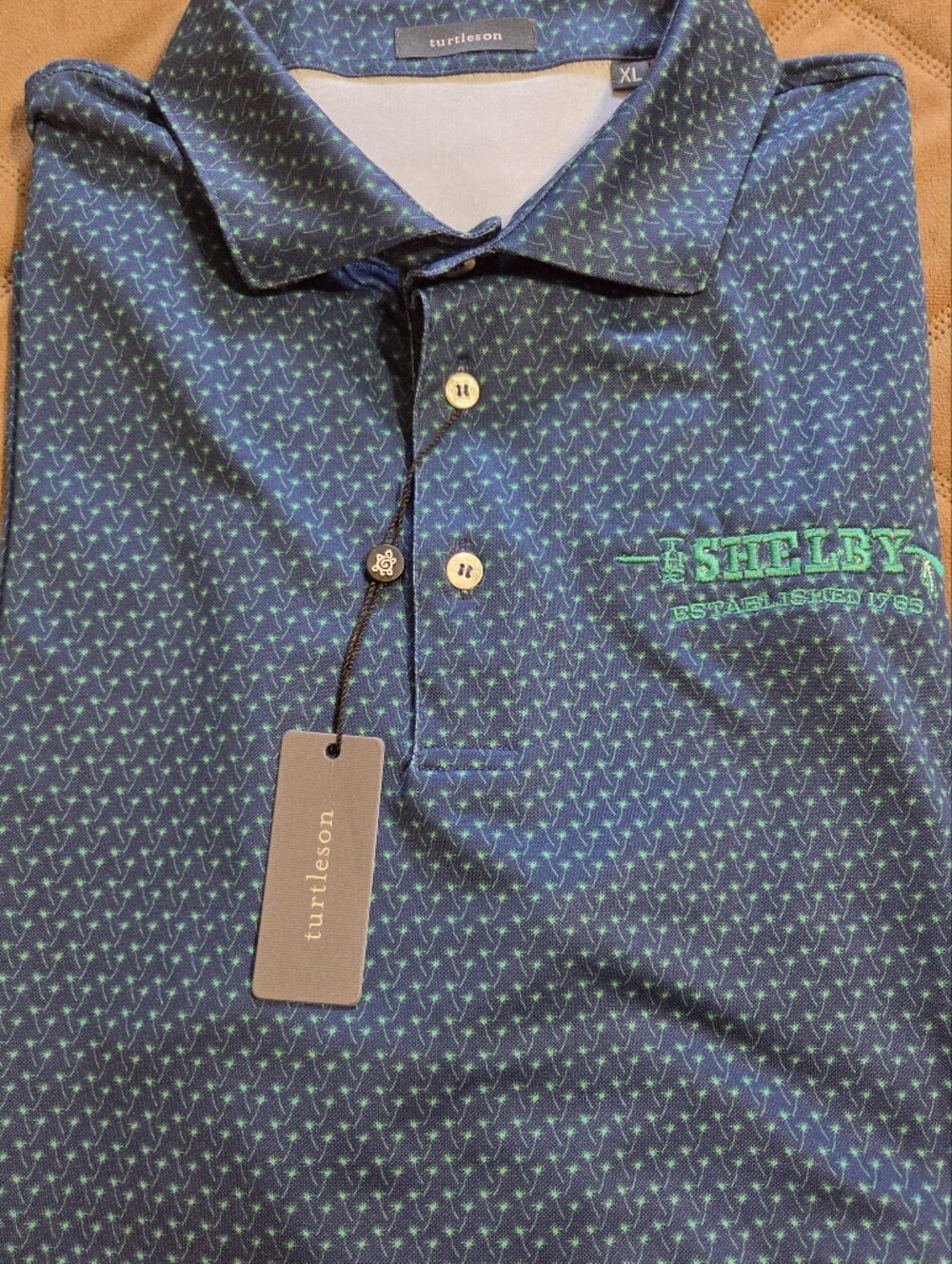 Turtleson Shelby Men's Navy Polo with Green Accent. Sz XL NWT